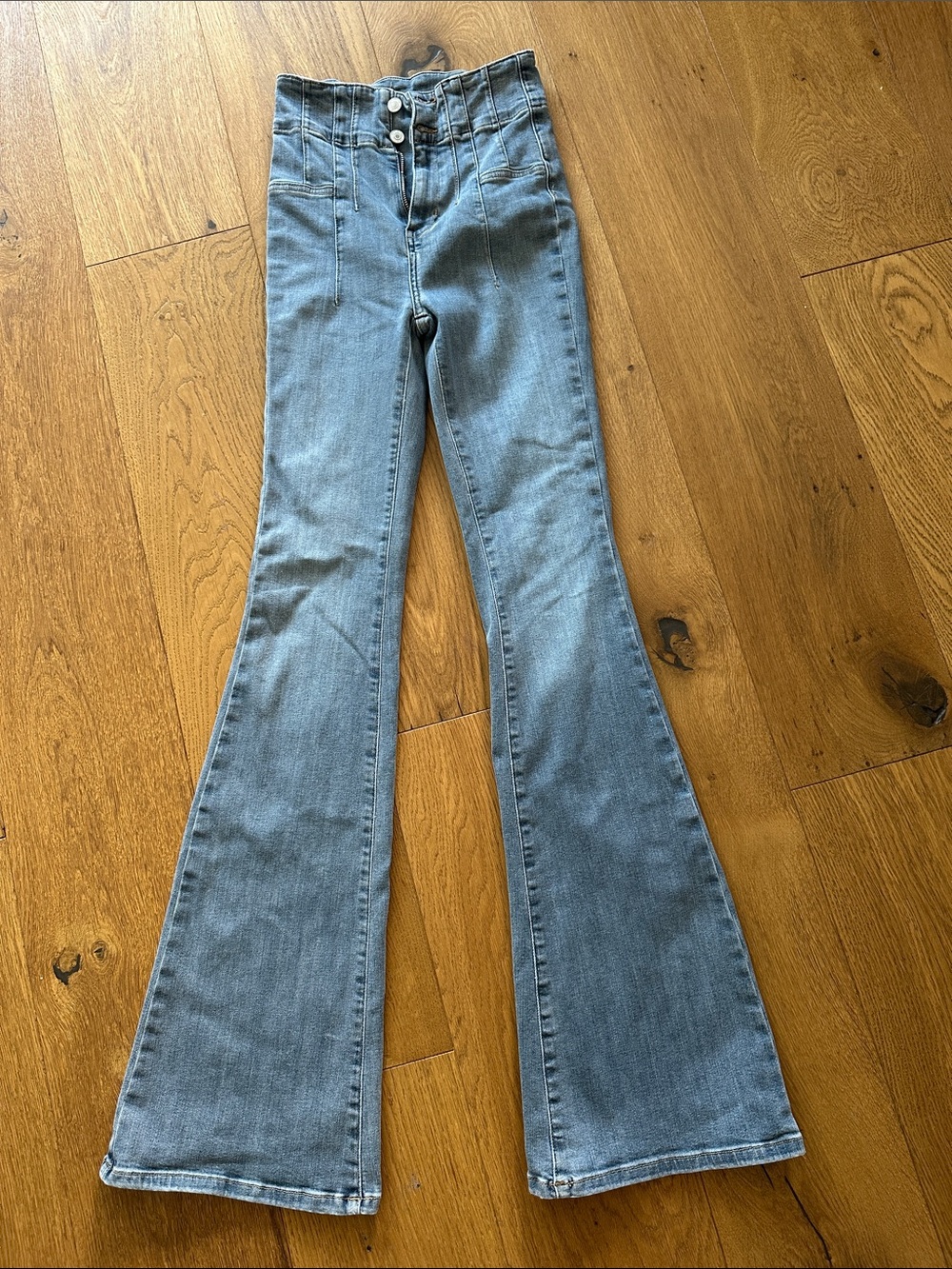 We The Free Light Blue High-Waist Flare Jeans